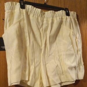 Simple Cream High Waist Shorts Lightweight Elastic Waist